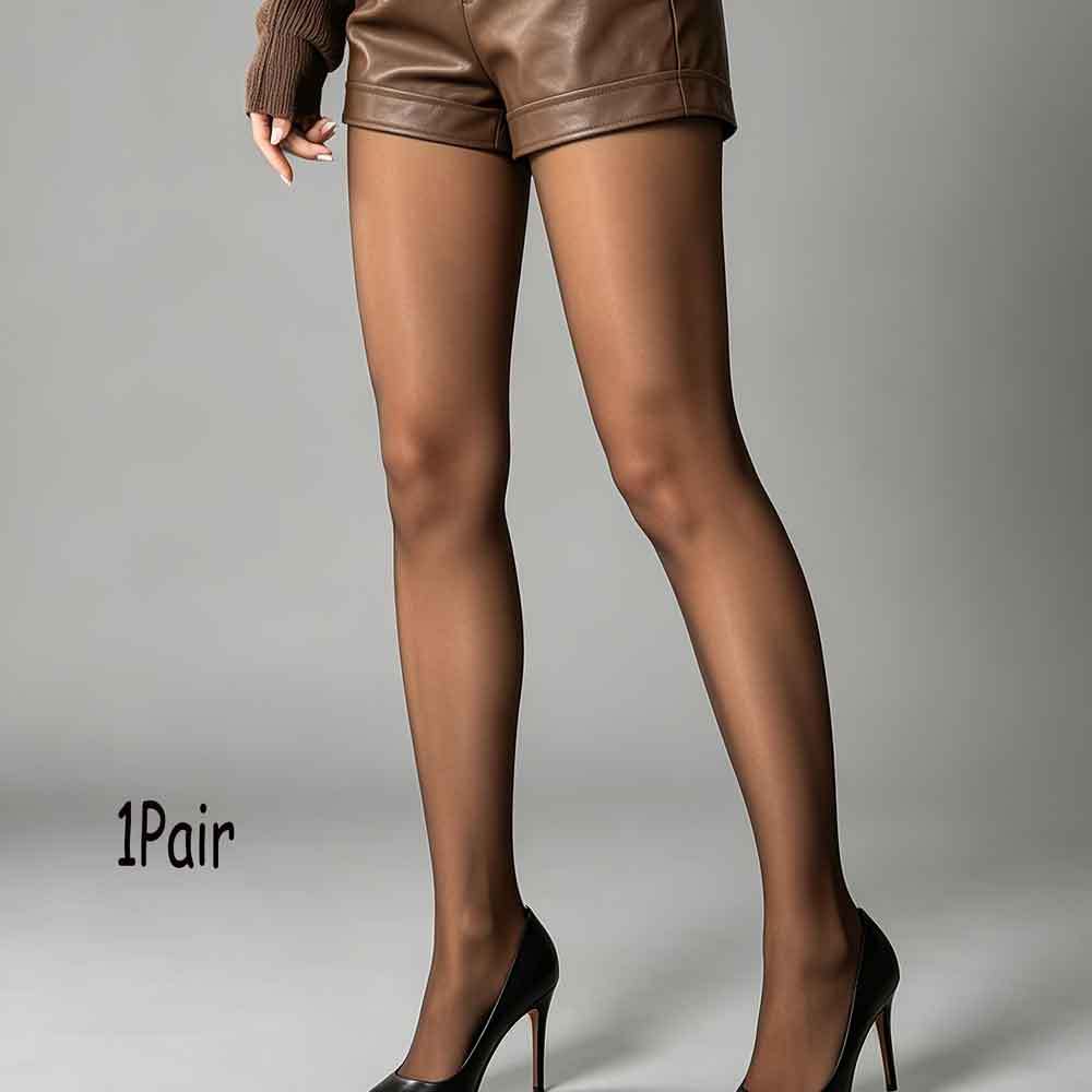 TEMU 1 -size Coffee-colored Ultra-sheer Pantyhose, Elastic And Breathable, Without Tightness, Versatile For Daily Outfits, Ideal As Valentine's Day