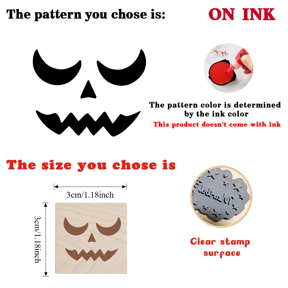 Halloween Jack-o'-Lantern Face Wooden Stamp for Crafts