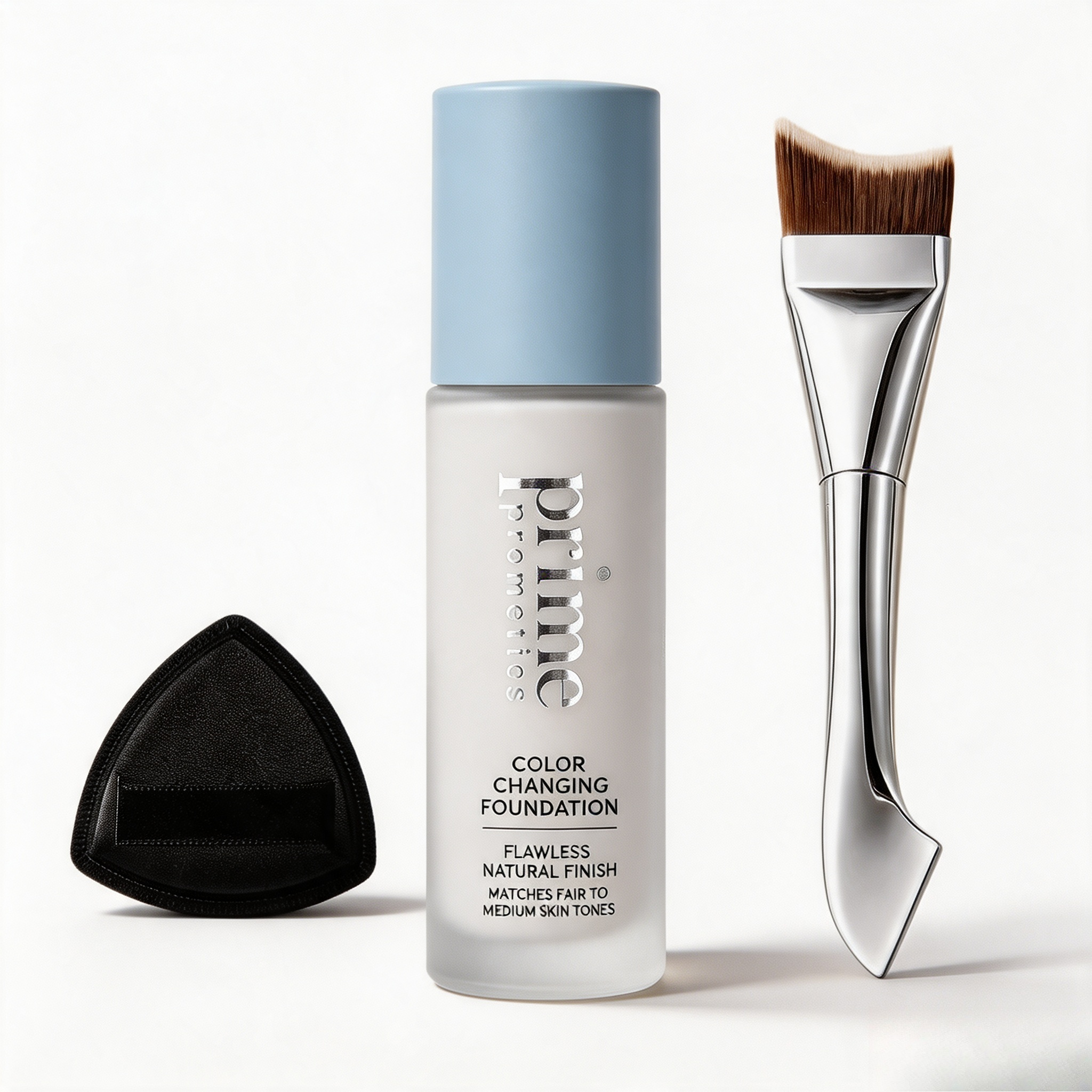 TEMU 3-in-1 Color Changing Foundation Makeup Kit With Angled Foundation Brush And , Face Makeup For Mature Women, Buildable Light-to-medium Coverage,