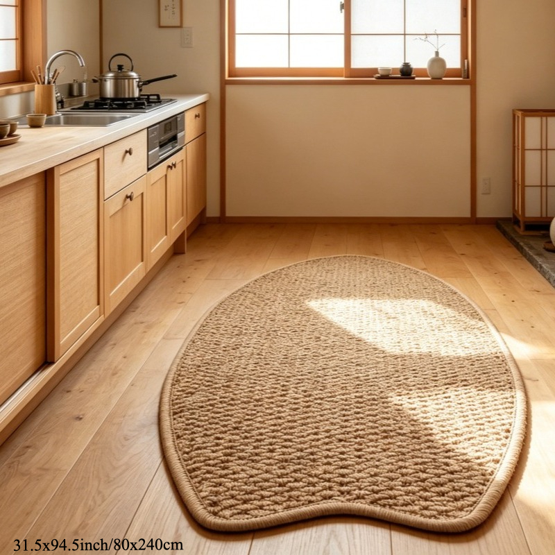 TEMU A Camel-colored Surfboard-shaped Rug, Made Of Sisal-like Material, Wear-resistant And Easy To Care For. Suitable For Multiple Settings Such As