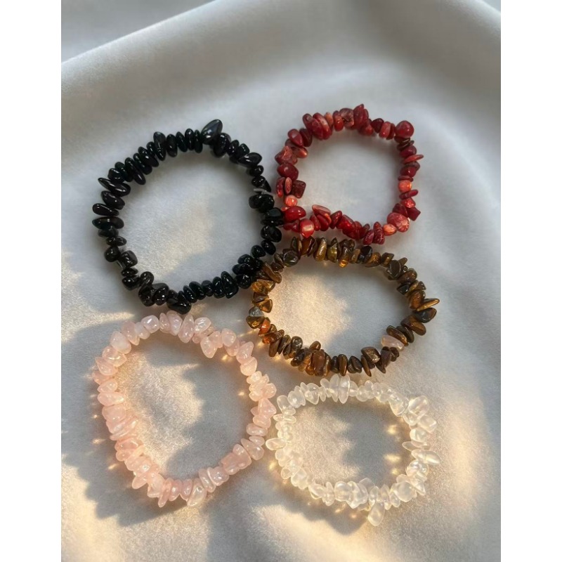 Natural Crystal Chip Bead Stretch Bracelet, Unisex