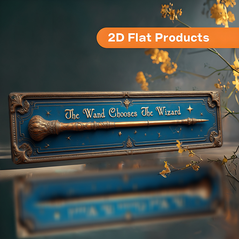 TEMU 2d Flat 2d Plane, Decorative Signs And Plaques In A Retro Style Featuring A "wand Wizard" Aluminum Wall Decor (10x40 Cm / 3.9x15.29 Inches),