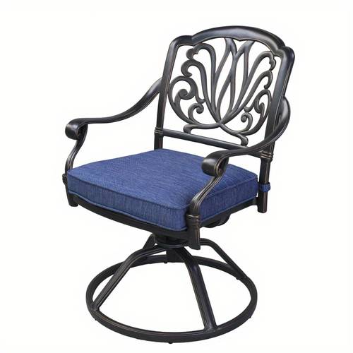 patio outdoor aluminum dining swivel rocker chairs with cushion set of 2 navy blue