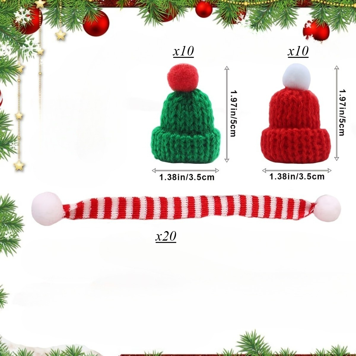 TEMU Set da 40 pezzi con mini cappello e sciarpa natalizi, per la decorazione 'albero di Natale, per Natale, Capodanno, feste ed , decorazione