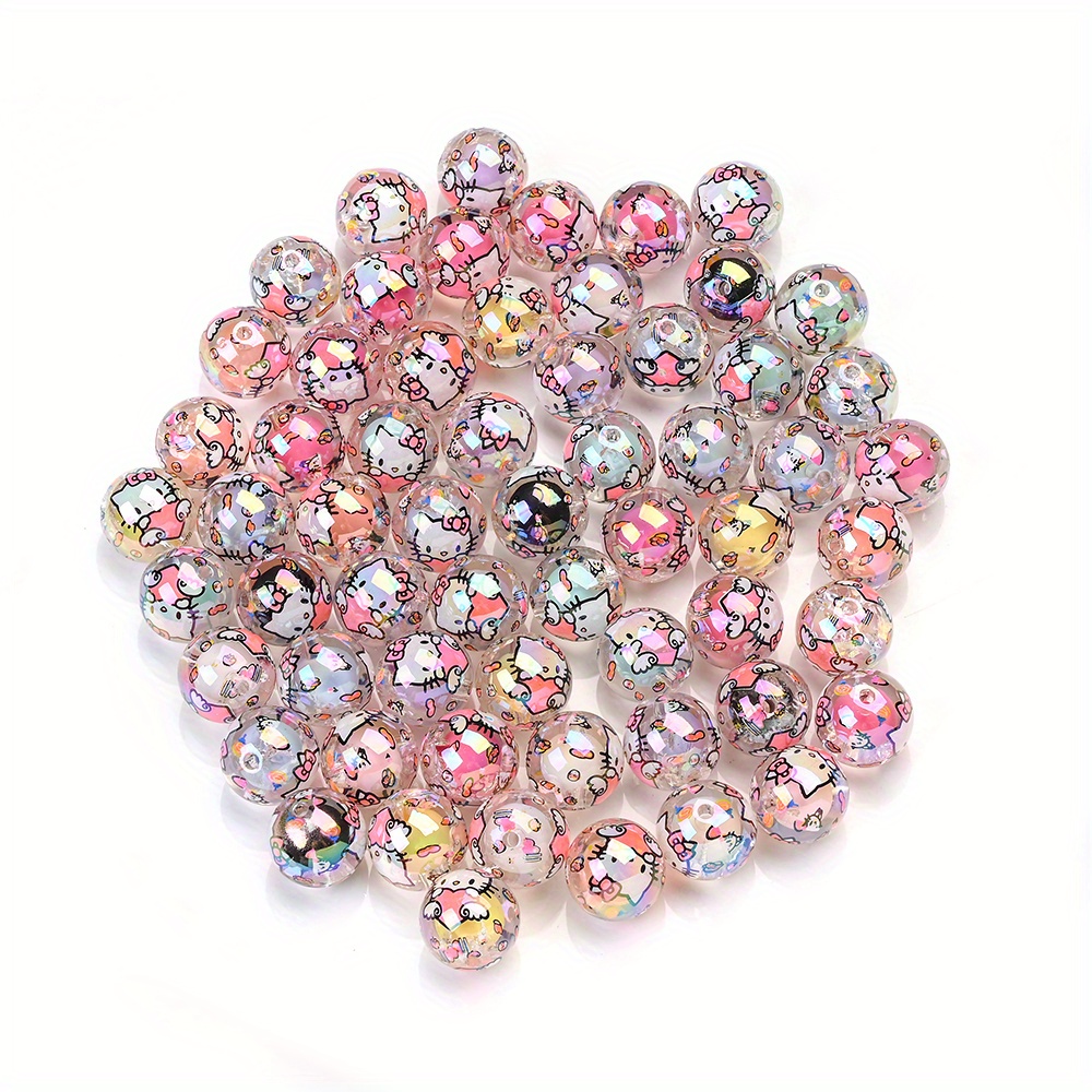 E-shop 10 Stück Hello Kitty Acryl Perlen in gemischten Stilen, niedliche Charakter-Schmuck- und Zubehör-Materialien, geeignet für Armband, Halskette,
