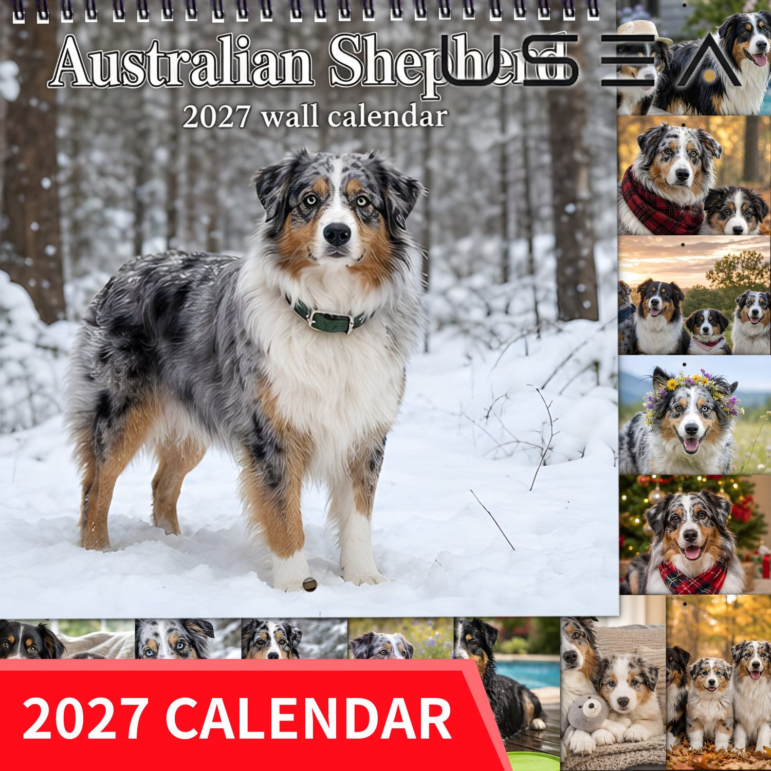 TEMU 2027 Wall Calendar 2027 Wall Calendar, Twin Wire Spiral Hanging Square Calendar, 12 Months Yearly Organizer, Large Blocks, Christmas New Year