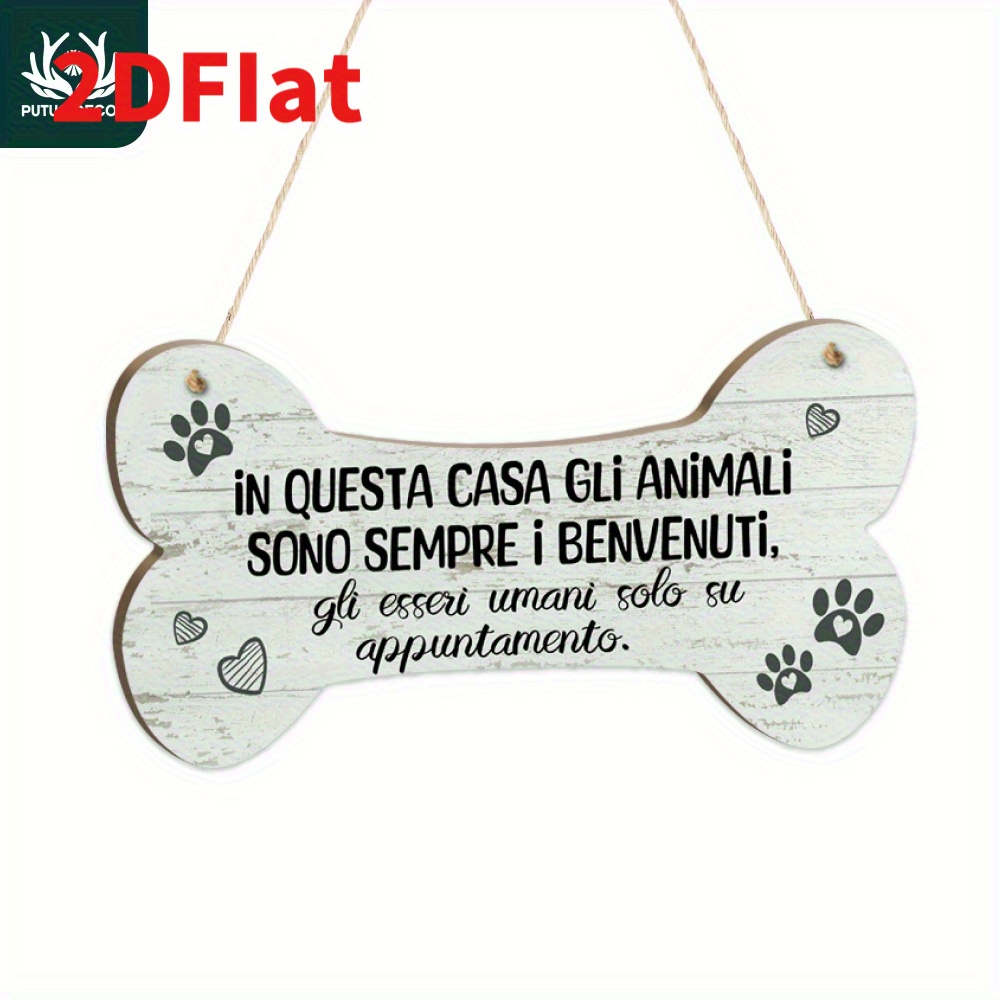 TEMU Putuo Decoration 1 pz Decorazione da Appendere in Legno a Forma di Italiana, In Questa Casa Gli Animali , Gli Esseri Solo su , Decorazione da