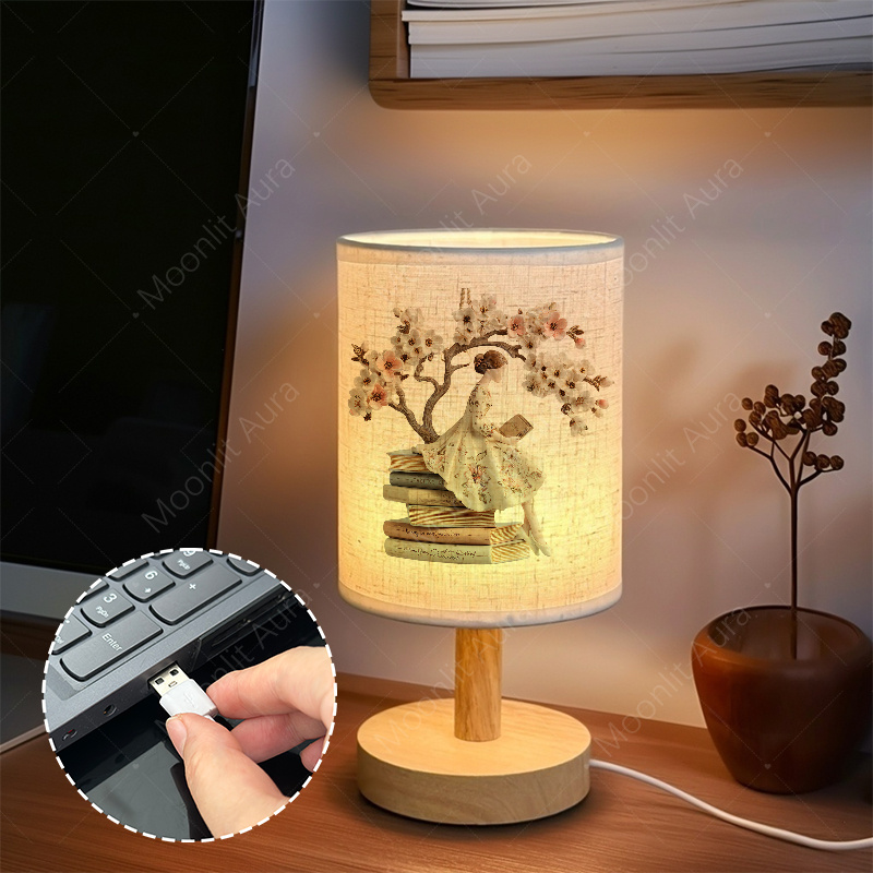 USB Powered Fabric Desk Lamp for Nightstand