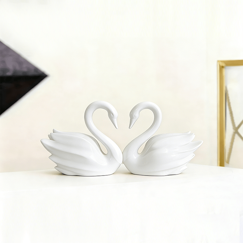 TEMU 2pcs High-value Swan Couple Decoration Set Christmas/thanksgiving Living Room Tabletop Decorations Light Luxury Ornaments Home Art Crafts Family
