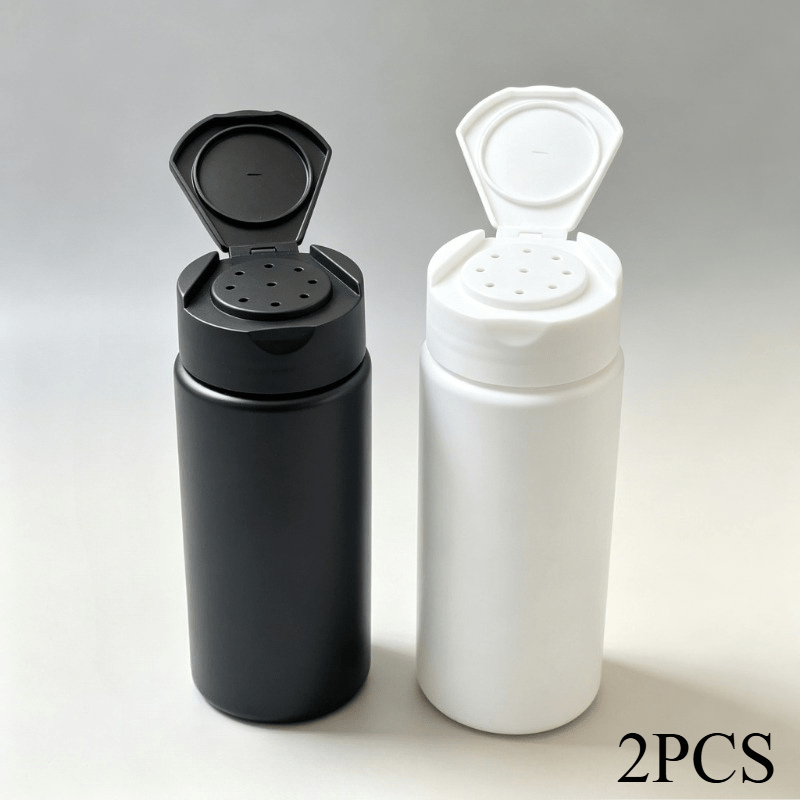 TEMU Flacon de poudre de talc 5.07oz à , lot de 2 (noir + blanc), poudre compacte de maquillage rechargeable, contenant à poudre en plastique, flacon