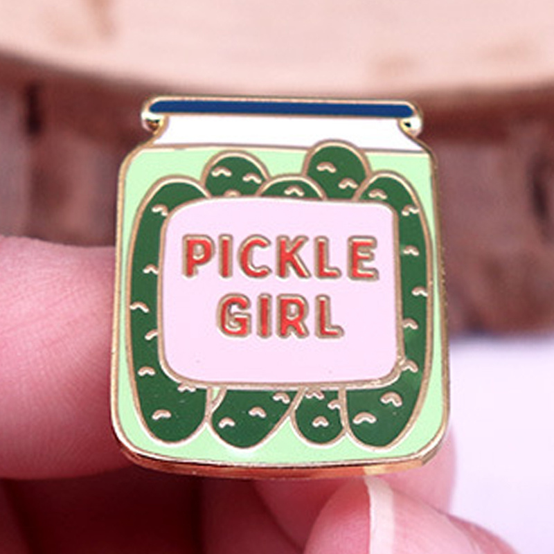 

'pickle Girl' Enamel Pin - Quirky Pickled Brooch, Unique Vegetable Jar Design Accessory For Hats & Backpacks