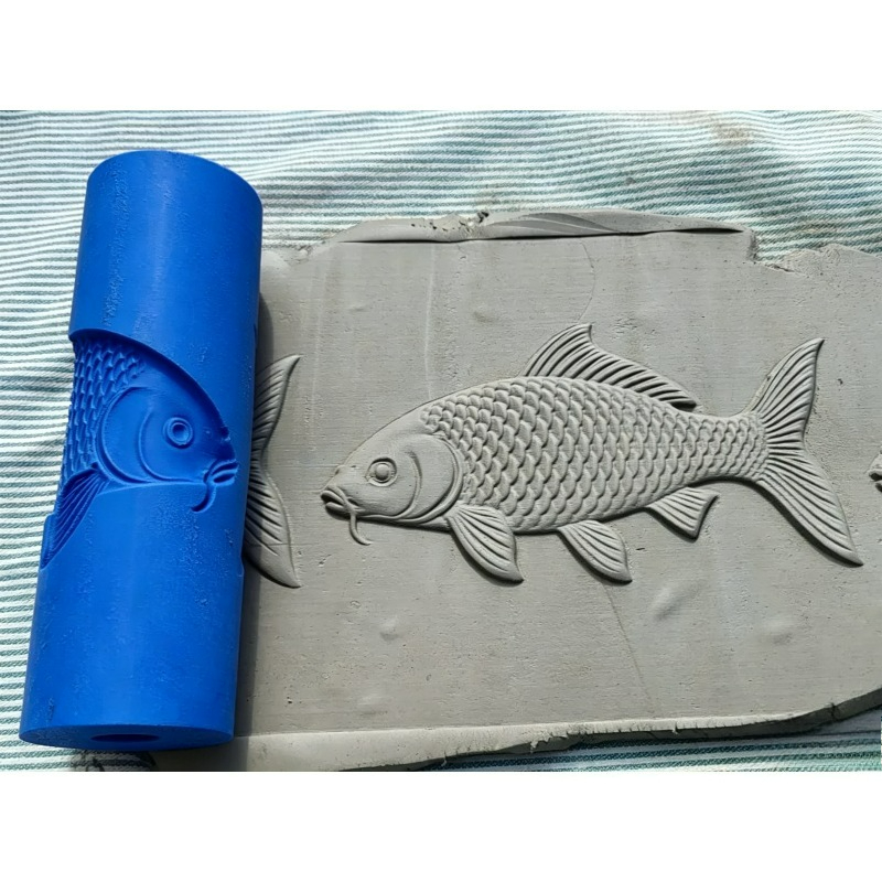TEMU Fish Scale & Whisker Rolling Mold - Pvc Suitable For Pottery Clay Roller With 3 Texture, Compatible For Diy Crafts, Jewelry Making, Ceramic Art