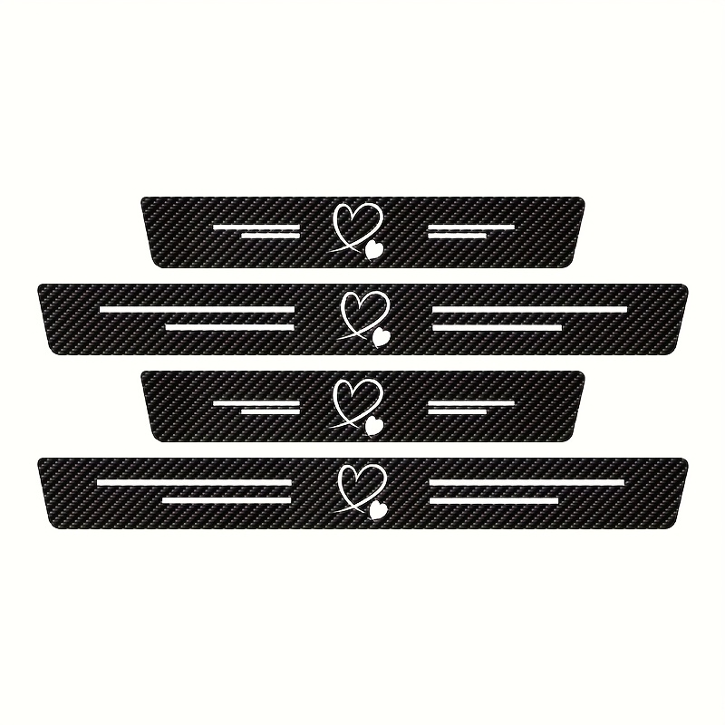 Image of 4 Carbon Fiber Door Sill Protectors- Anti-scratch Collision, Anti-slip Grips, Suitable For All Cars, Car Door Sill Protectors, Car Door Protection, Fashionable Car Accessories, High-