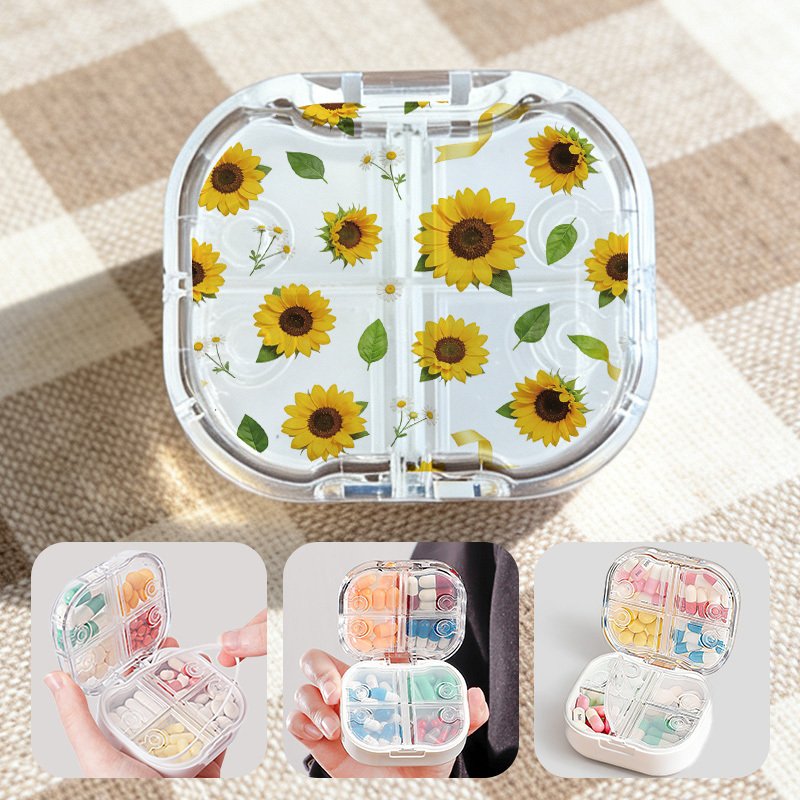 TEMU Warm Portable Medicine Box Portable Sealed Moisture-proof Dust-proof Large Capacity Mini Weekly 7-day Drug Storage Organizer