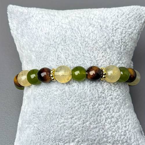 pulsera de para la menopausia con cuentas de natural y ( verde) - bohemia con cuentas de piedra de 8 mm, para flash de , regalo natural para síntomas de la menopausia, para usar todo el año