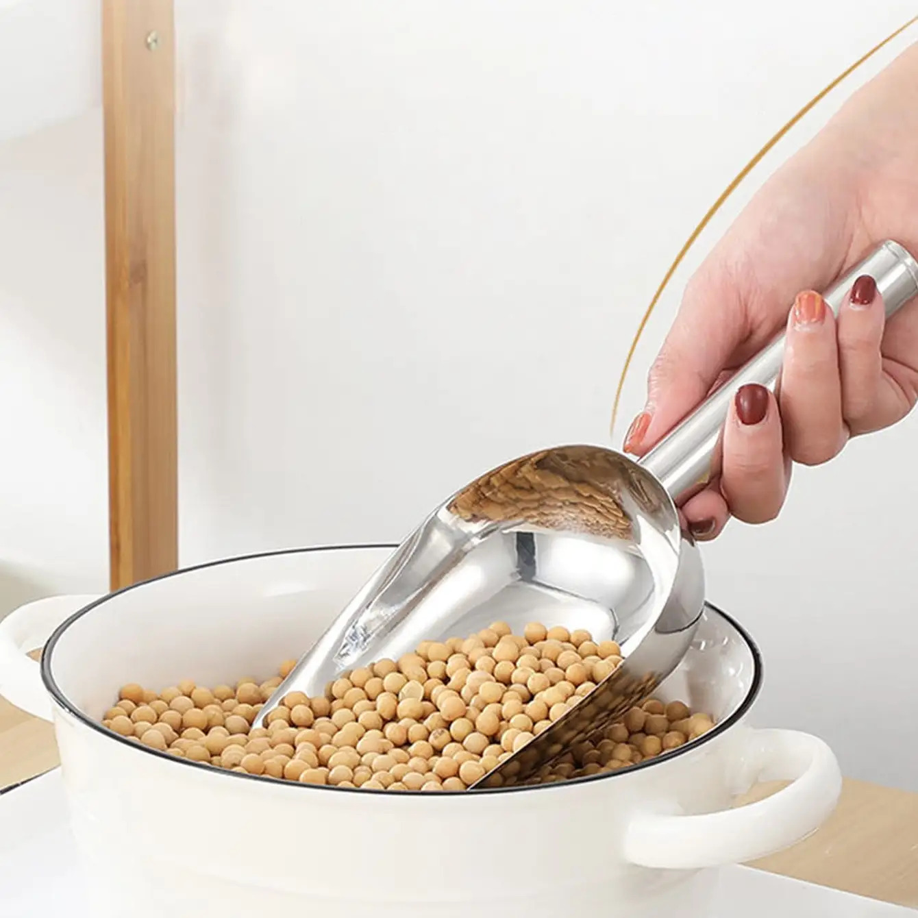 Stainless Steel Scoop, Kitchen Bucket, Tea, Coffee Beans, Flour, Soybeans, Popcorn And Candy
