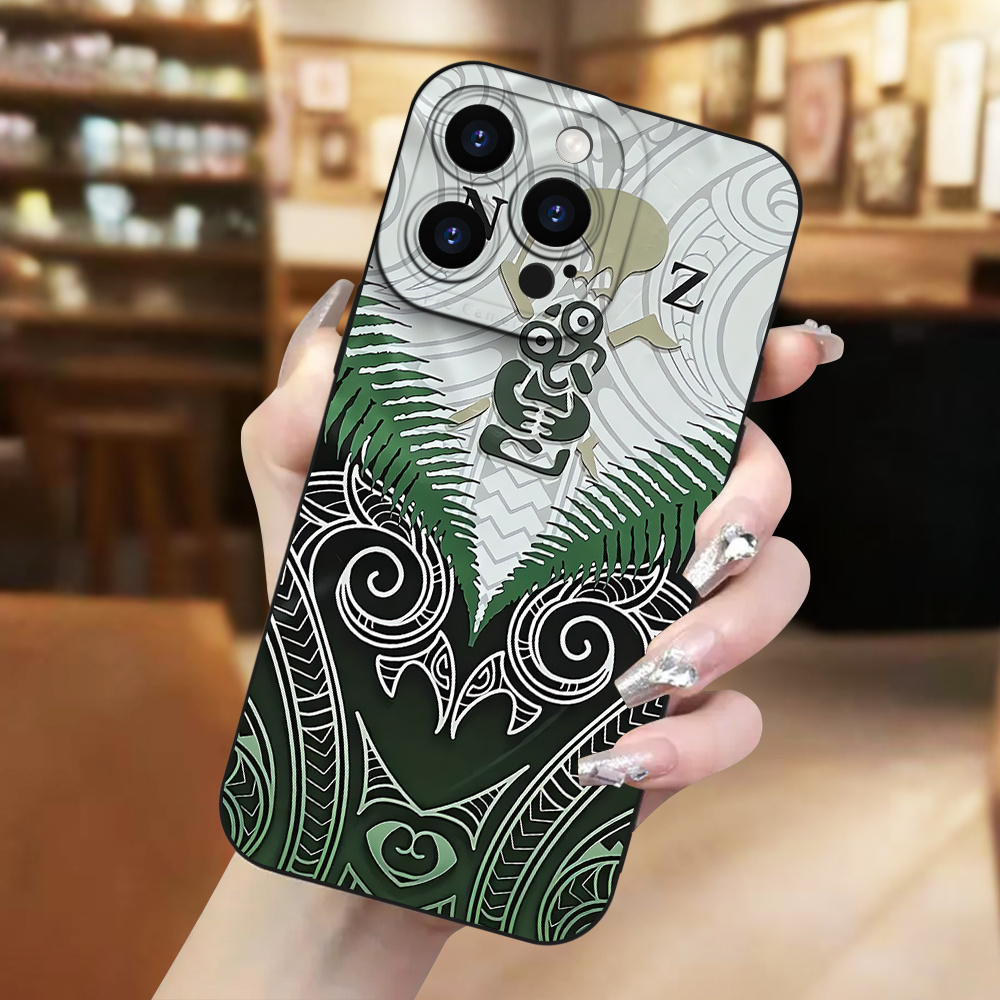 TEMU Phone Case - Phone Case: For Iphone 17, A Luxurious And Niche Maori Totem Art Print Matte Black Angel Eye Phone Case With Drop Protection.