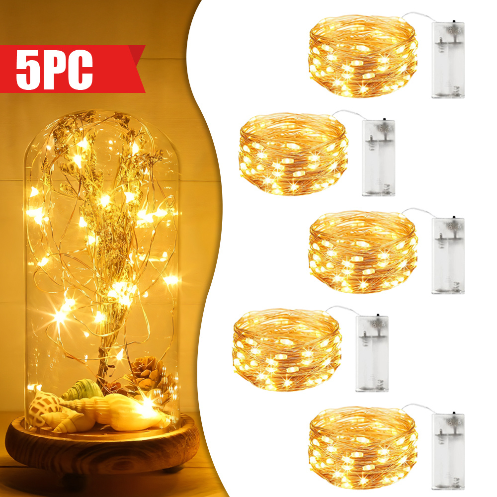 Image of 10/5pcs Fairy String Lights With 30 Leds - Battery Powered Warm White, /9.84ft, For Indoor String Lights Christmas Halloween Wedding Party Room Decorations | Majisu