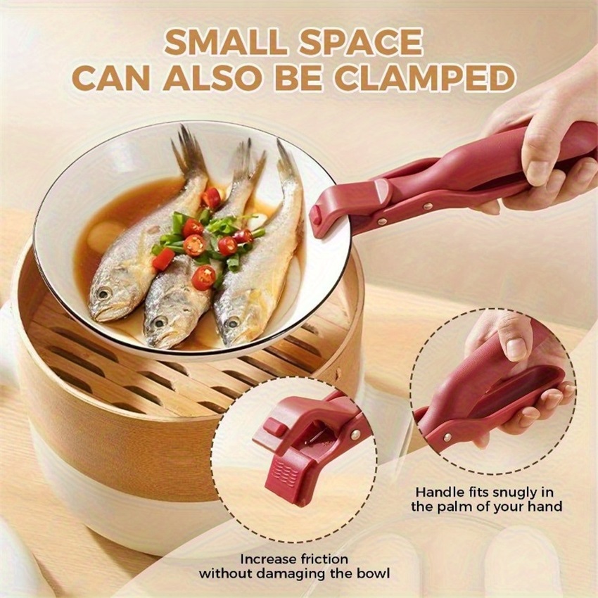 2 4pcs heavy duty heat resistant tongs up to 446 f 230 c non slip bowl pot tray clips for oven air fryer stove grill single hand operation with anti slip base ideal for home and professional kitchens Product details 4