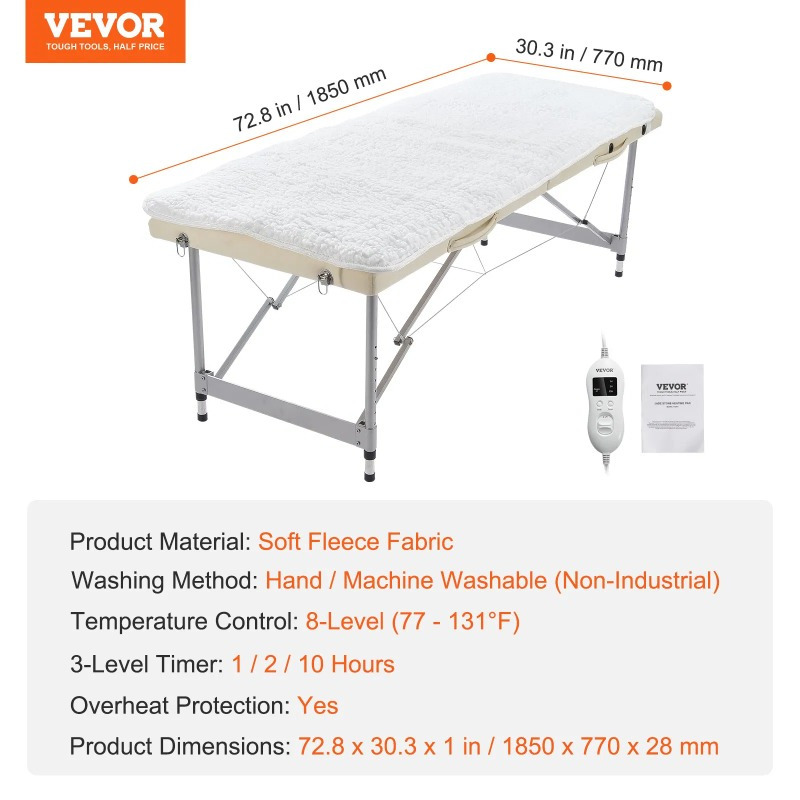   massage table warmer heating pad 1 thickened fleece with timer 3 heat settings 3   massage     for muscle relaxation post workout recovery home use massage tool   durable construction Product details 2