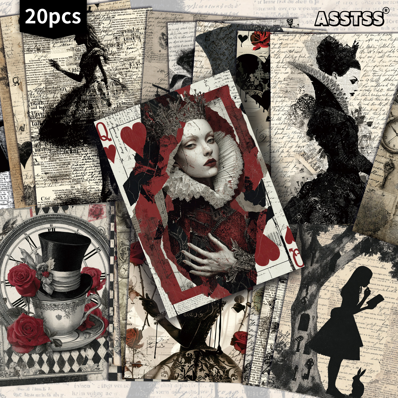 TEMU Lot de 20 cartes postales ASSTSS vintage de sombres - 4x6 pouces, fournitures pour , illustrations , cartes de peinture décoratives pour le