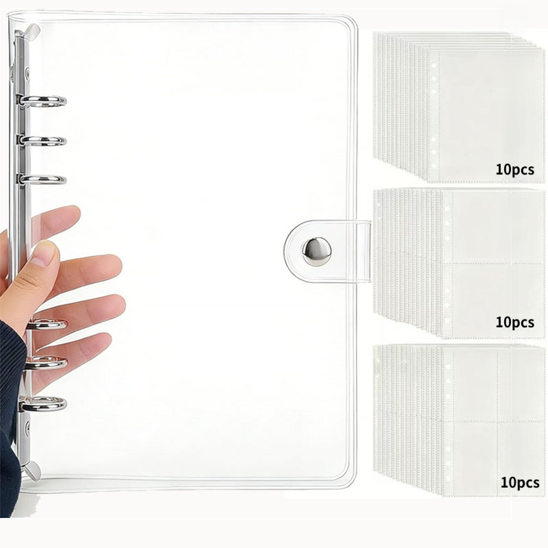 TEMU Álbum de pegatinas transparente A5 con 30 hojas, carpeta de gran capacidad - 10 carpetas de 1 cuadrícula, 10 de 2 cuadrículas de 4 cuadrículas,