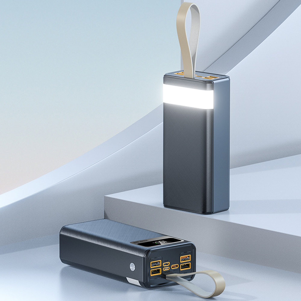 TEMU Batterie externe portable de grande capacité 60000mAh, avec lanière/ports de sortie multiples/lampe , alimentation d'urgence mobile pour voyage