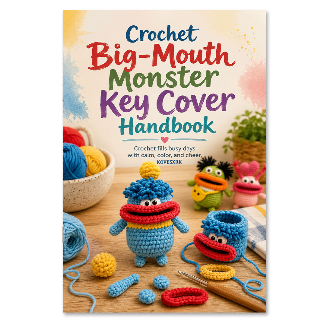 TEMU 1pc | Crochet Monster Keychain Pattern Manual | Splash-paint Fresh Aesthetic Illustration Cover | A5 Size | Includes 8 Pendant Patterns With