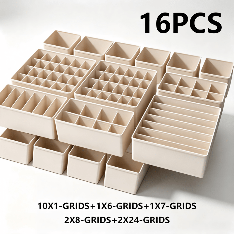 16pcs Multi-Compartment Fabric Drawer Organizer Set