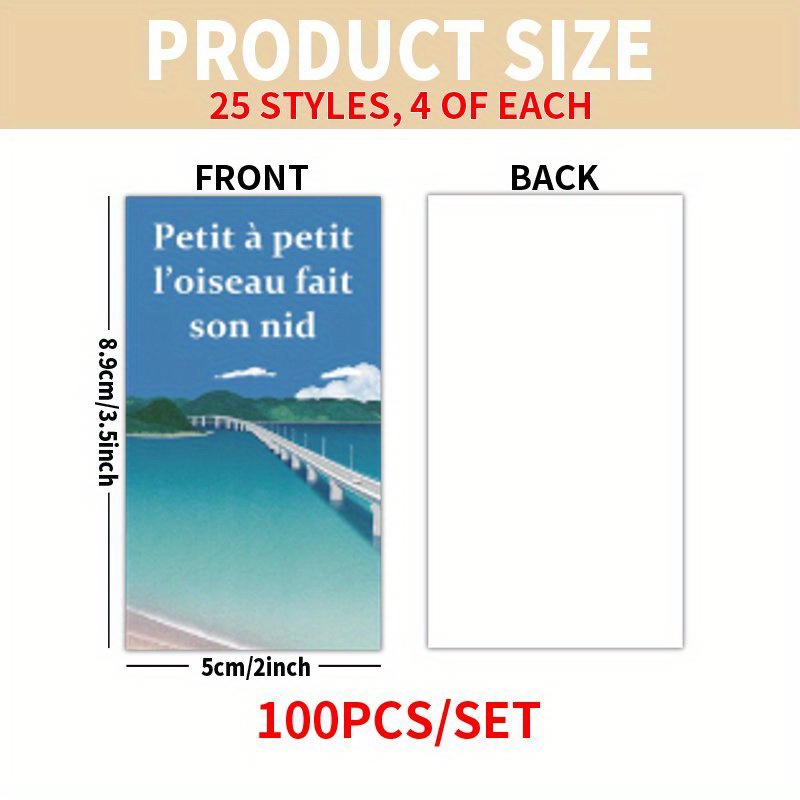 TEMU 100pcs Cards Set - Scenery Inspirational Quote Cards For , Family, Back-to-school, Mother's Day Father's Day, Easter Gifts