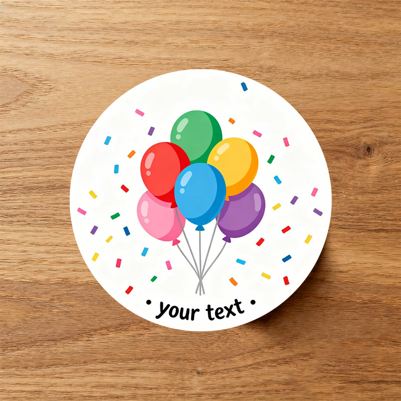 TEMU Custom Balloons And Confetti Round Stickers - Personalized Labels For Birthday And Wedding Jars And Bottles, Decals And Decorations, Stickers
