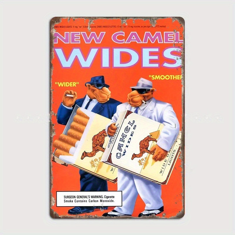 Vintage Joe Camel Wide Ad Tin Metal Signs - Retro Iron Wall Art