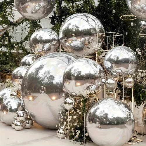 16 pack 5 size combination pack giant silvery balloons inflatable mirror reflective foil balloons suitable for parties birthdays christmas valentines day easter