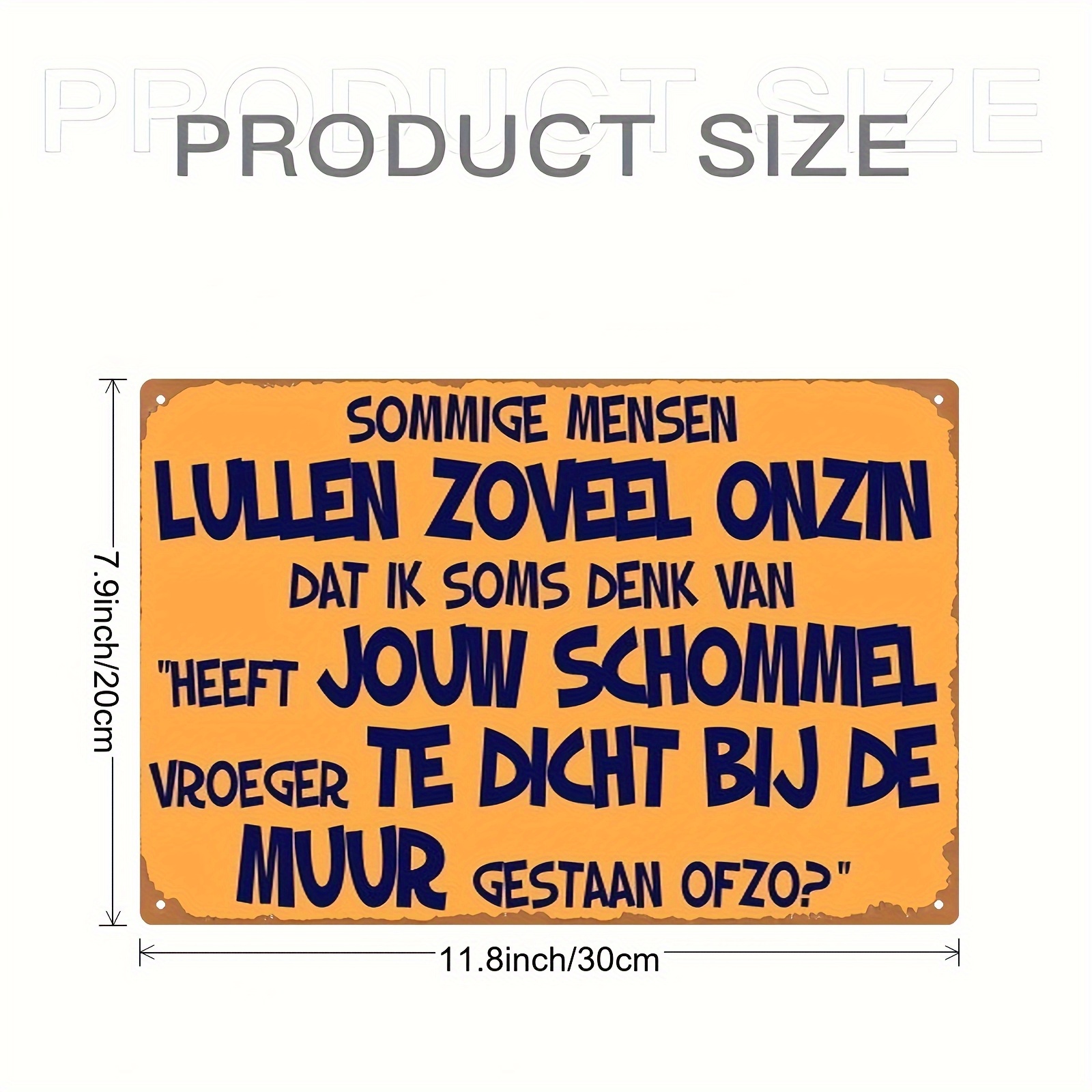 TEMU 2d Flat, 2d 1pc Whimsical Wall Art Tinplate Iron Sign- 20x30cm, Dutch Quote " Zoveel " With Design, Perfect For Home Decor, Reminiscing, ,