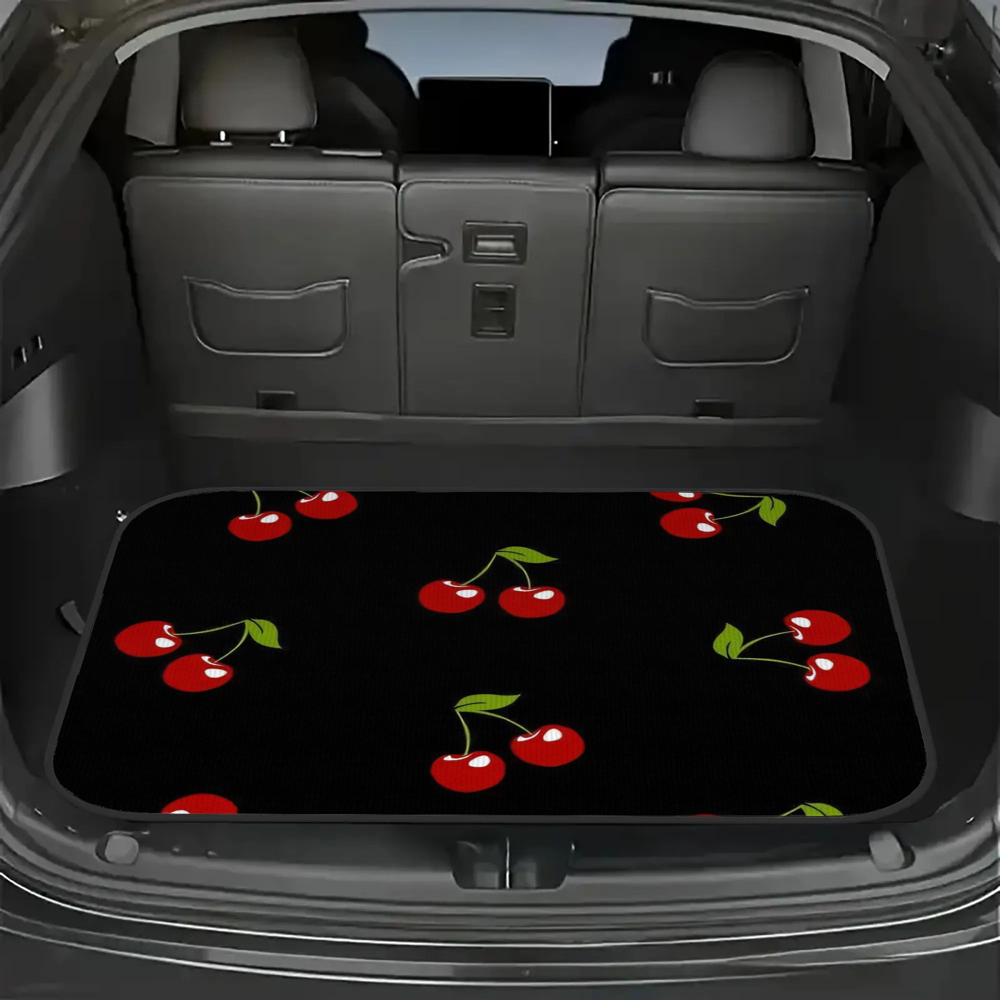 TEMU 2d Plane 1pc Cherry Pattern Car Trunk Mat, An Essential Interior Accessory For . Enhances In-car Atmosphere, Suitable For Most Users, Ideal For