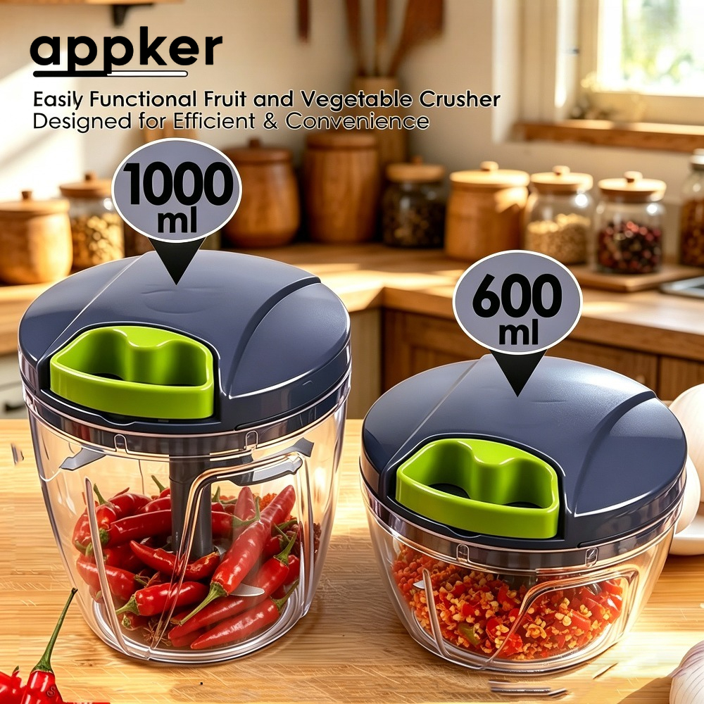 TEMU APPKER 1/2 pcs Coupe-ail en acier inoxydable | Hachoir alimentaire manuel facile & Hachoir multifonctionnel - à cordon de traction portable pour