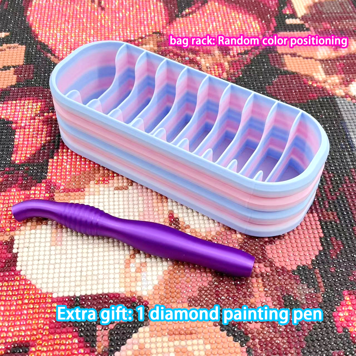 TEMU 10-compartment Diamond Painting Storage Rack + 1 Purple Diamond Painting Pen, Convenient For Organizing Messy Diamond Painting Diamond