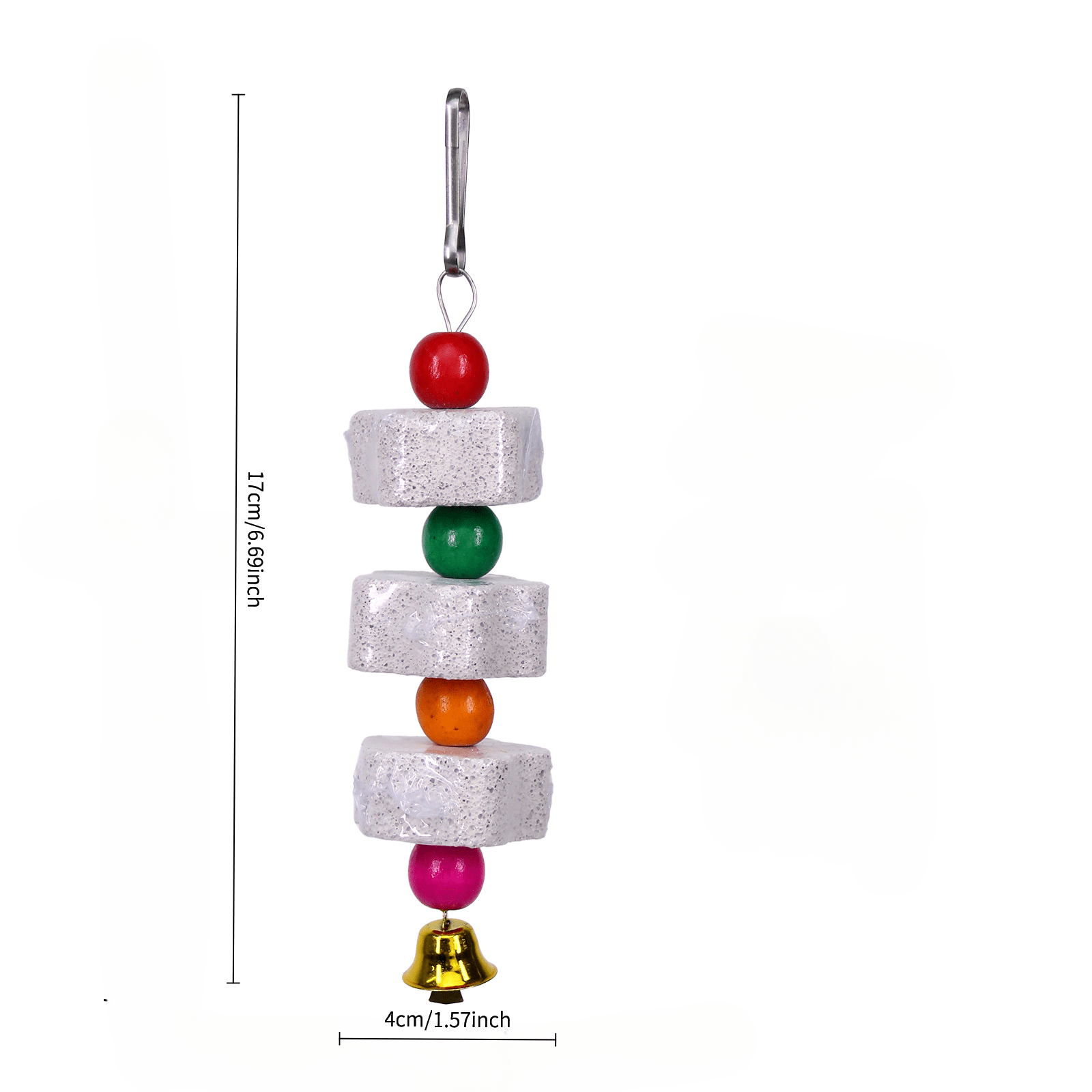 1pc Grinding Stone, A Bird Grinding String Sizes, A Supplement Grinder For Parrots, Hamsters, Guinea Pigs, Dragons, Cats, And Rabbits, Chew Toy For Birds, With Colorful Beads Mixed