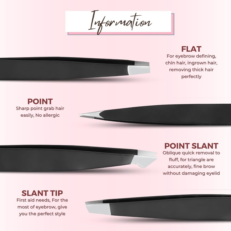 4pcs High-Quality Stainless Steel Tweezers, Facial Care Tool