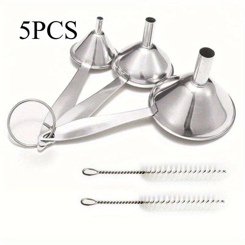 E-shop Mini-Trichter mit langem Griff, Küchen-Trichter mit Reinigungsbürste, Edelstahl-Trichter für Flaschen, 3-in-1-Trichter zum Füllen von Flaschen,