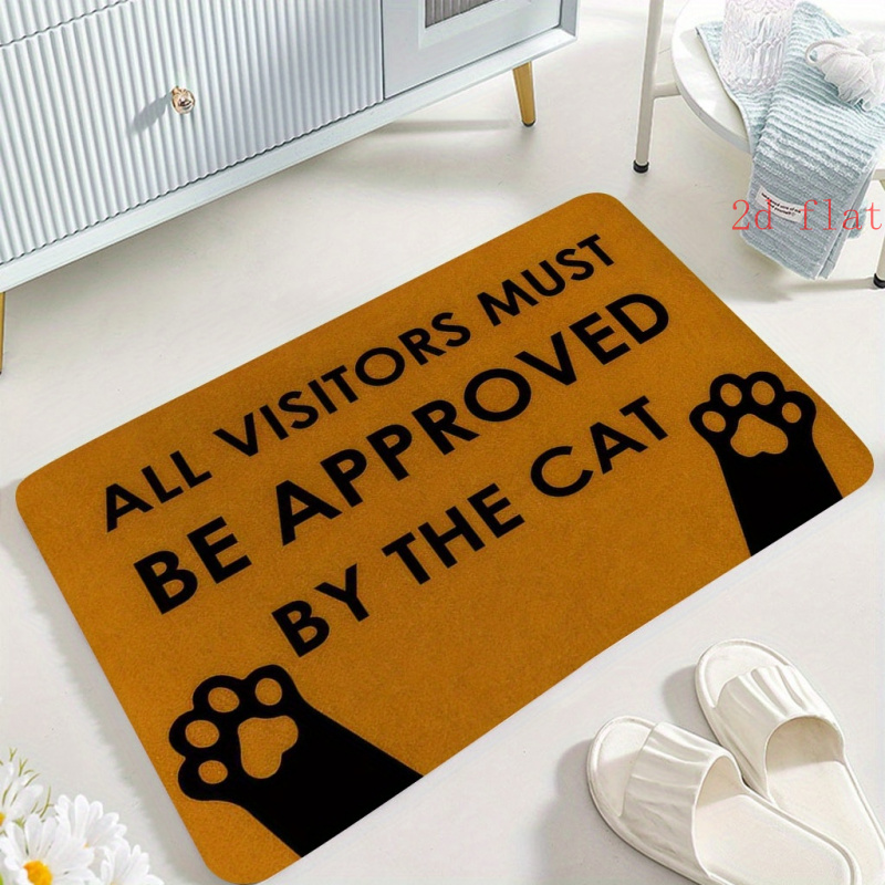 TEMU 2d Fiat 1pc Cat-themed Doormat - Features The Words "all Cat-approved, " Made Of Flannel, Machine Washable, Suitable For Indoor And Outdoor Use,