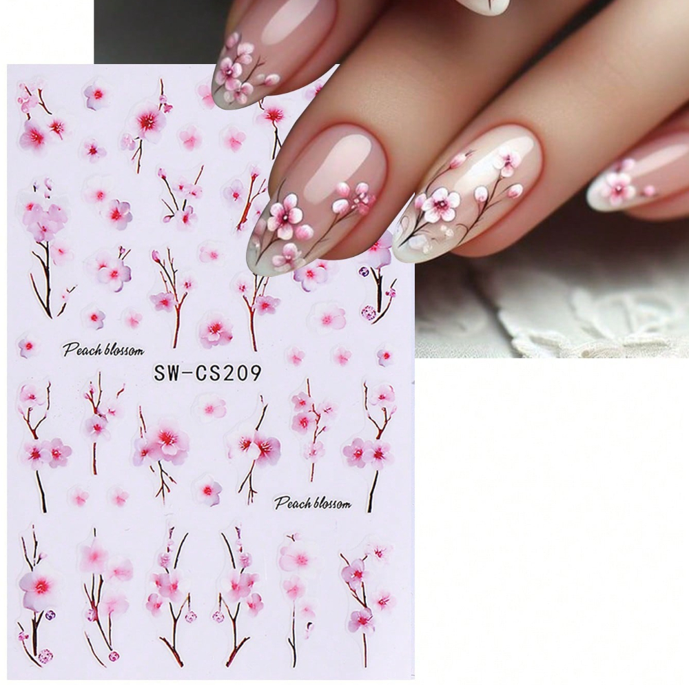 1pc 3d Floral Nail Stickers Featuring A , Perfect For Self-adhesive Nail Art Embellishments