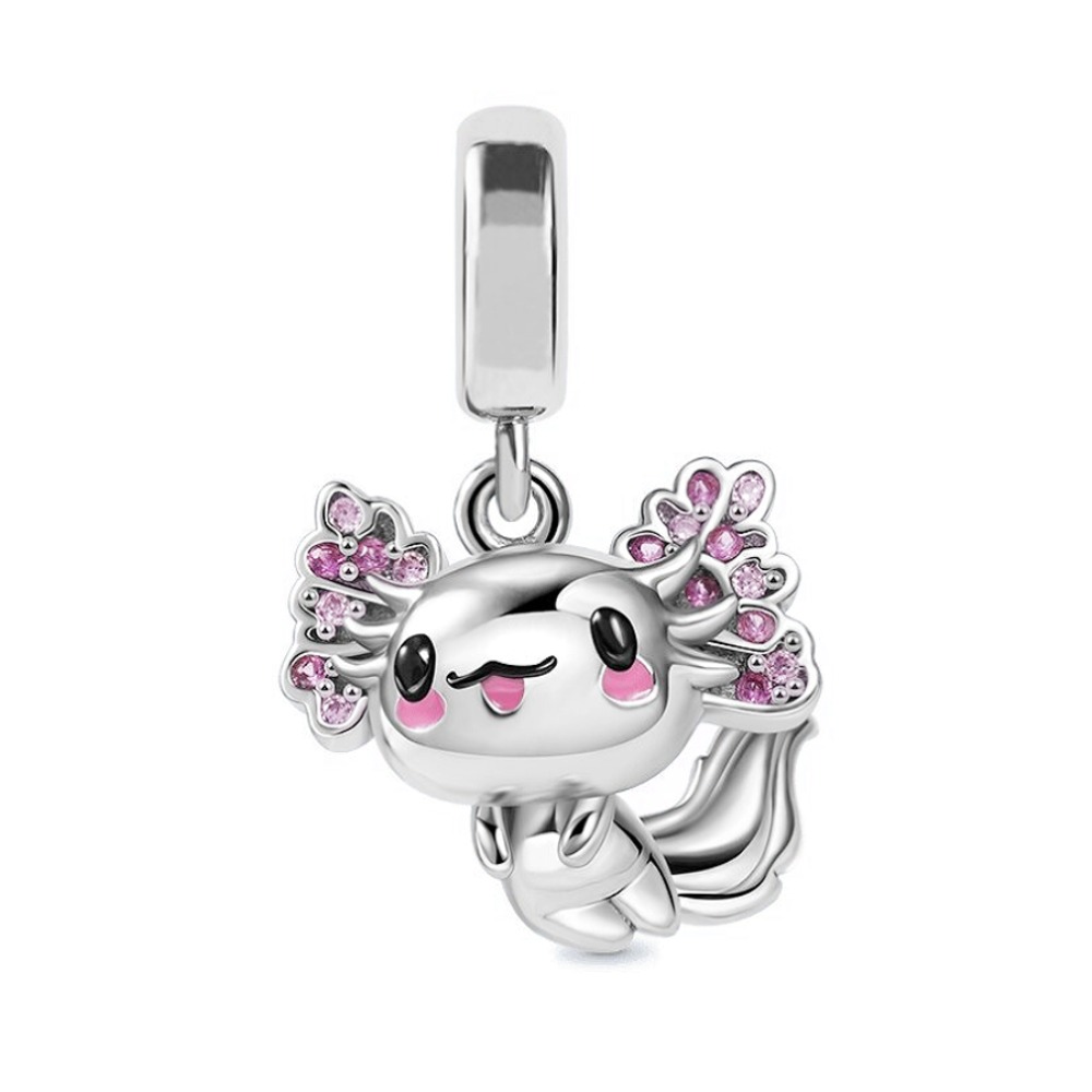 Image of 1pc Silvery Plated Copper Cute Salamander Pendant Suitable For Jewelry Making Bracelets Or Necklaces For Daily Wear Or Valentine's Day Gift