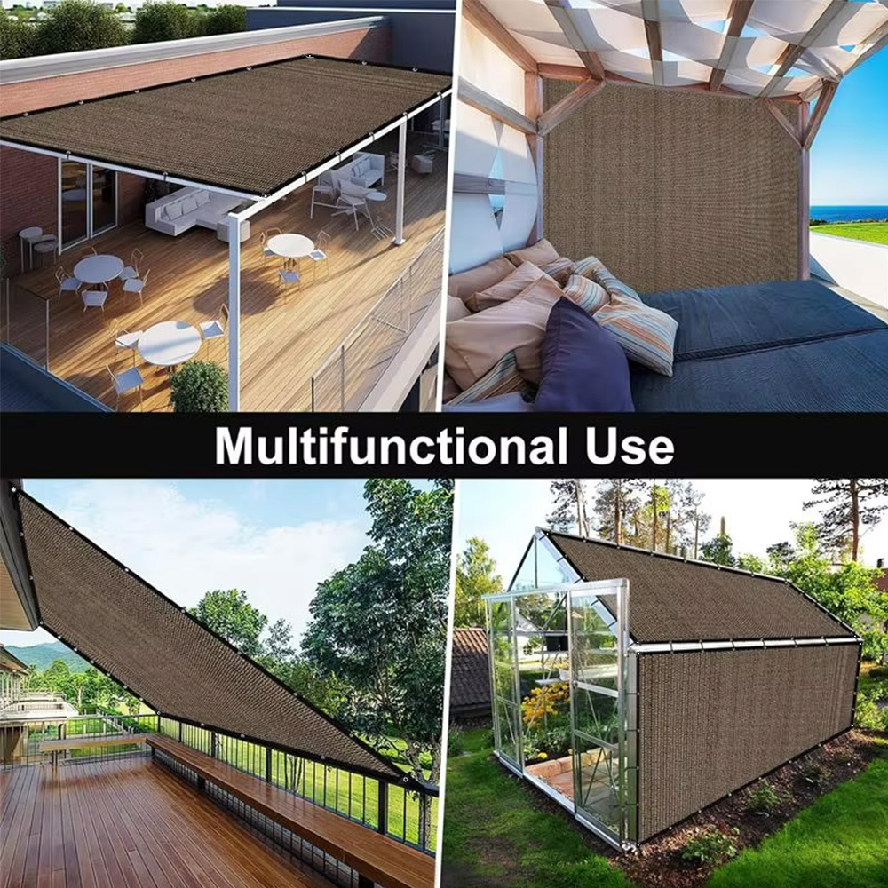 1 unidad de malla de sombra con protección solar del 50% | Lona de malla con ojales para cubierta de plantas, sombra para patio, pérgola de jardín, invernadero, cochera, kennel, color café