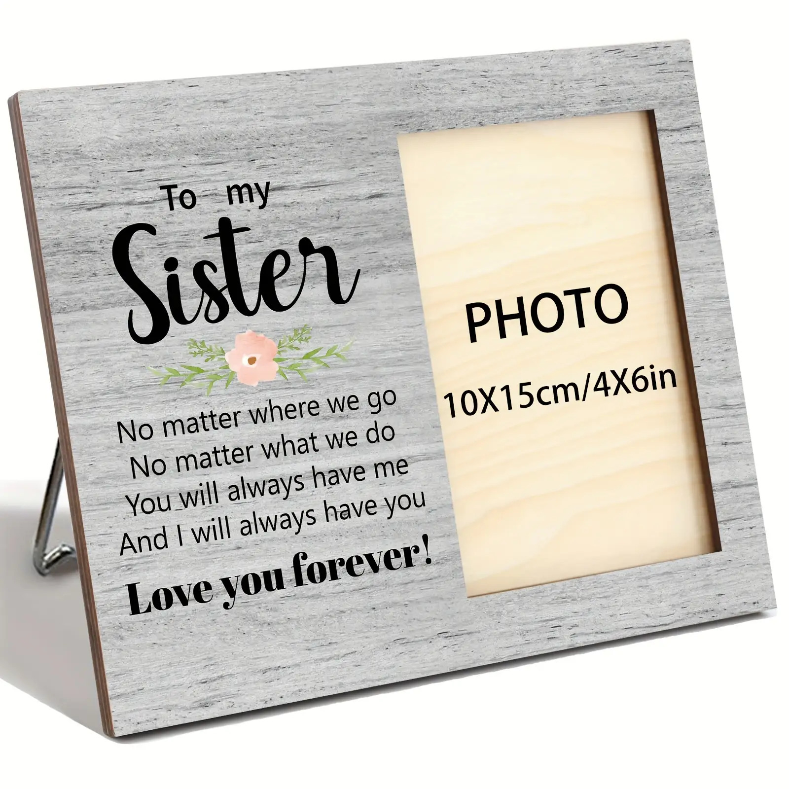 TEMU Sister Gift- 2d Wooden Photo Frame With Inspirational Quotes, Suitable For Birthdays, Christmas, And Graduation For , 2d Flat