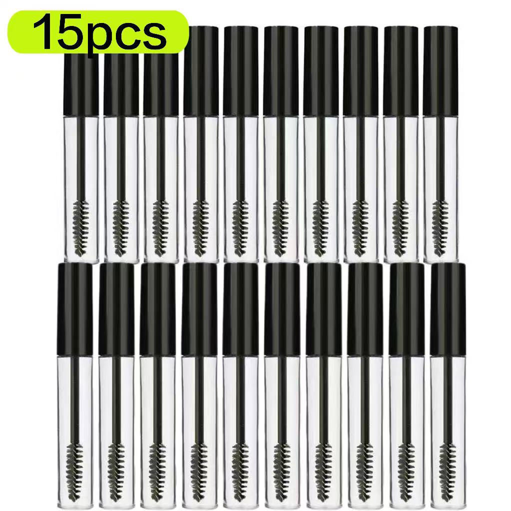 TEMU 15pcs 10ml Empty Mascara Tubes With Wands, Portable Reusable Refillable Mascara Containers For Home And Travel, Mascara Brush Containers