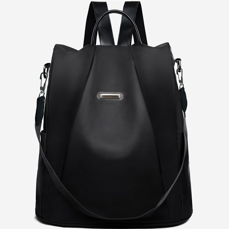 TEMU A Lightweight Anti-theft Nylon Backpack With Adjustable Shoulder Straps And Zipper Closure - Simple Black, Suitable For Travel, Work, College,
