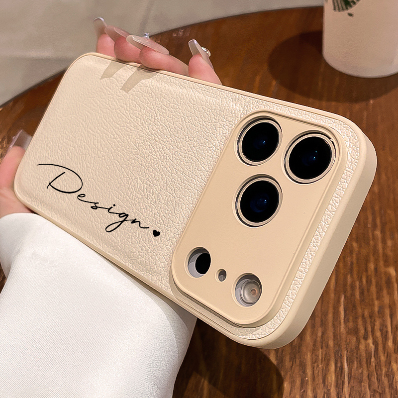 TEMU Phone Case - Custom Name Diy Text New Lychee Pattern Style Phone Case For Iphone 17promax/17pro/17/air