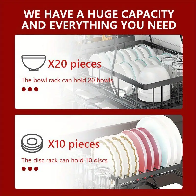 double dish rack for double countertops is here it has a unique 360 drainage function tableware can dry quickly the drain tray with the cutlery rack and 4 cup holders is above the sink or a cup it can Product details 2