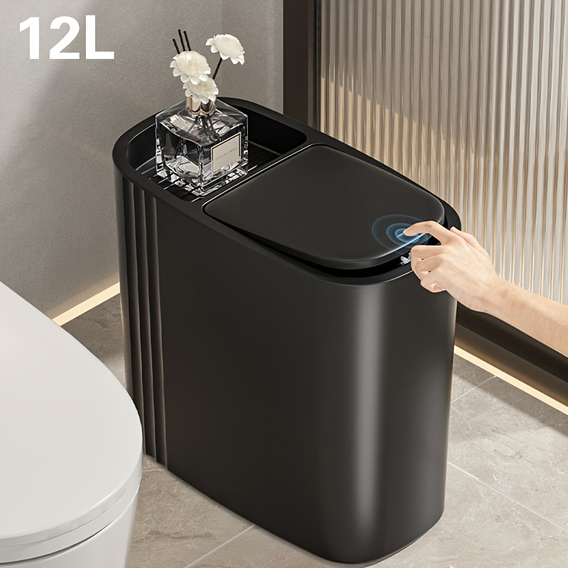 Schmaler Mülleimer 12 Liter – 3,2 Gallonen, Schlankes Design Für Enge Räume (2er-Pack, Schwarz)
